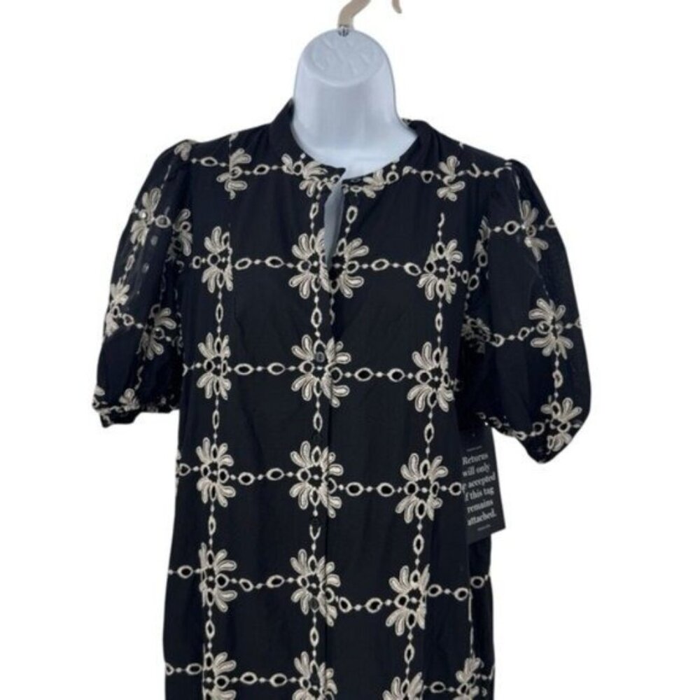 Tuckernuck NEW Black Eyelet Lewis Puff Sleeve Embroidered Maxi Dress Size M - Picture 5 of 11